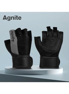 Deli Agnite Er351 Workout Gloves For Men & Women – Half Finger Gym Gloves With Wrist Support – Breathable, Anti-Slip, Wear-Resistant – Weightlifting, Cycling, Crossfit, Training (M, Palm 18-20Cm)  - Image 2