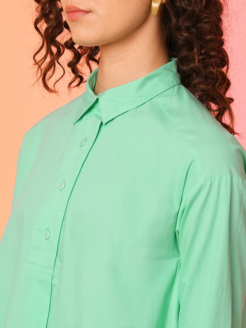 globus Globus Women Green Asymmetric Loose Fit Cotton A-Line Dress