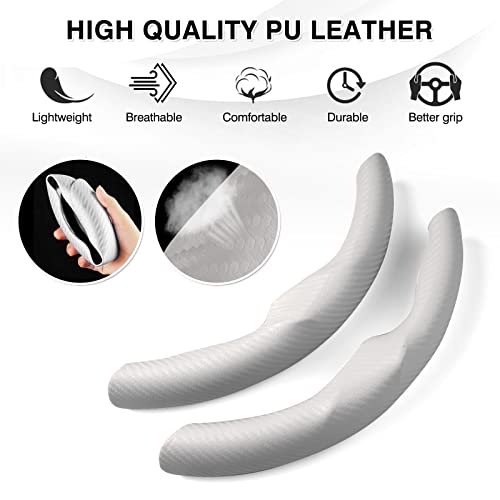 Canvcle Steering Wheel Cover for Telsa Model 3/Model Y Accessories Carbon Fiber Steering Wheel Cover Protector Anti-Slip, Comfortable Grip, Breathable, Model 3/Y Accessories, White - Image 5