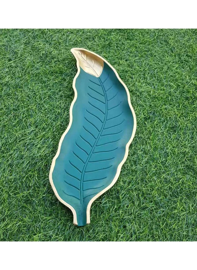 LINGWEI - Decorative Serving Tray Leaf Shaped Platter Fruit Snack Display Plate Centerpiece Decor Key Small Jewelry Storage Organizer Dessert Tray - Image 1