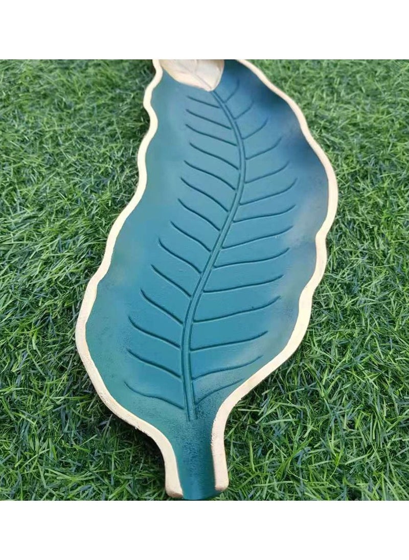LINGWEI - Decorative Serving Tray Leaf Shaped Platter Fruit Snack Display Plate Centerpiece Decor Key Small Jewelry Storage Organizer Dessert Tray - Image 1