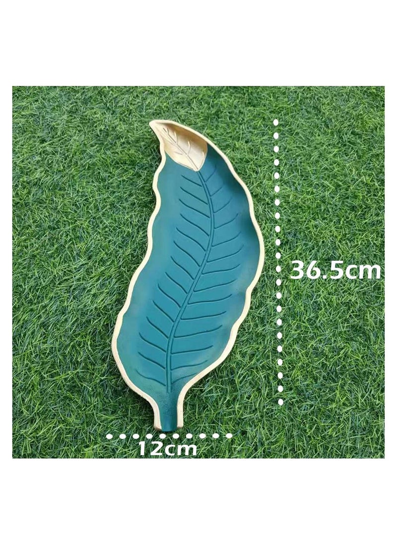 LINGWEI - Decorative Serving Tray Leaf Shaped Platter Fruit Snack Display Plate Centerpiece Decor Key Small Jewelry Storage Organizer Dessert Tray - Image 1