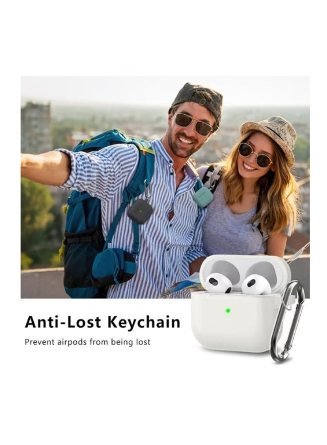 Soft Silicone Protective Case for AirPods 4 with Cleaning Kit & Keychain (White) - Image 5