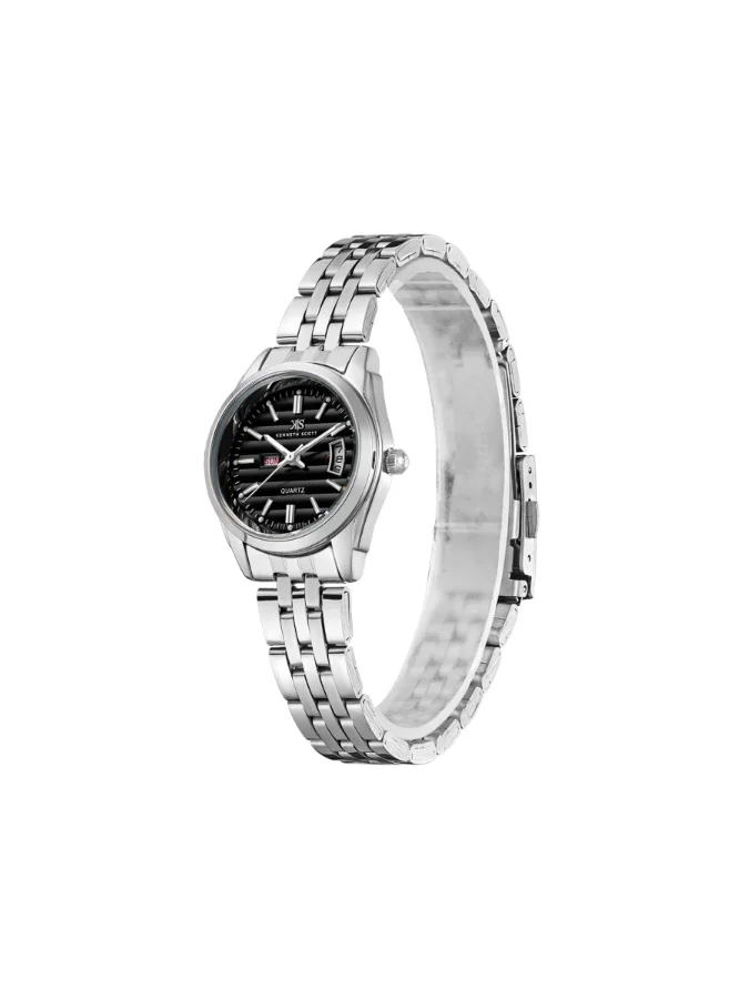 KENNETH SCOTT Women's Analog Display Watch With Silver Steel Strap - K23554-SBSB