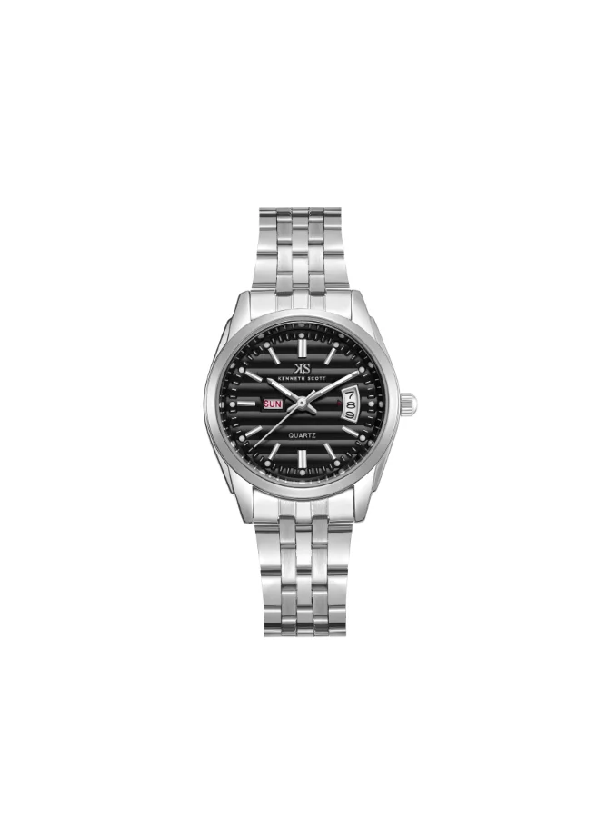 KENNETH SCOTT Women's Analog Display Watch With Silver Steel Strap - K23554-SBSB