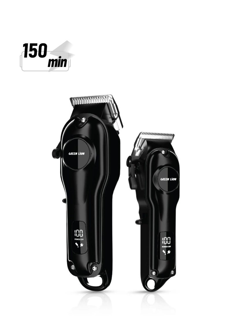 GREEN LION ProClip Duo 7 in 1 Hair Trimmer, Ergonomic Low Noise Design, Include Hair Comb, Hairdressing Cloth, Hairdressing Scissors, Carrying Case - Black - Image 1