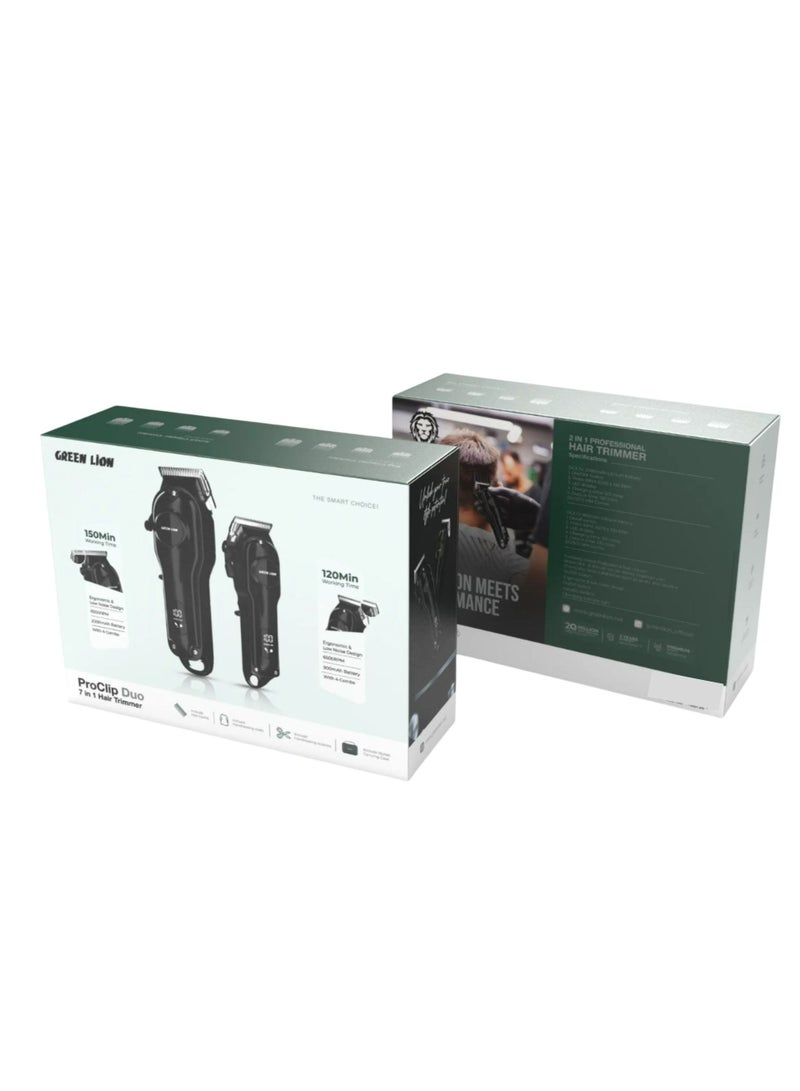 GREEN LION ProClip Duo 7 in 1 Hair Trimmer, Ergonomic Low Noise Design, Include Hair Comb, Hairdressing Cloth, Hairdressing Scissors, Carrying Case - Black - Image 5