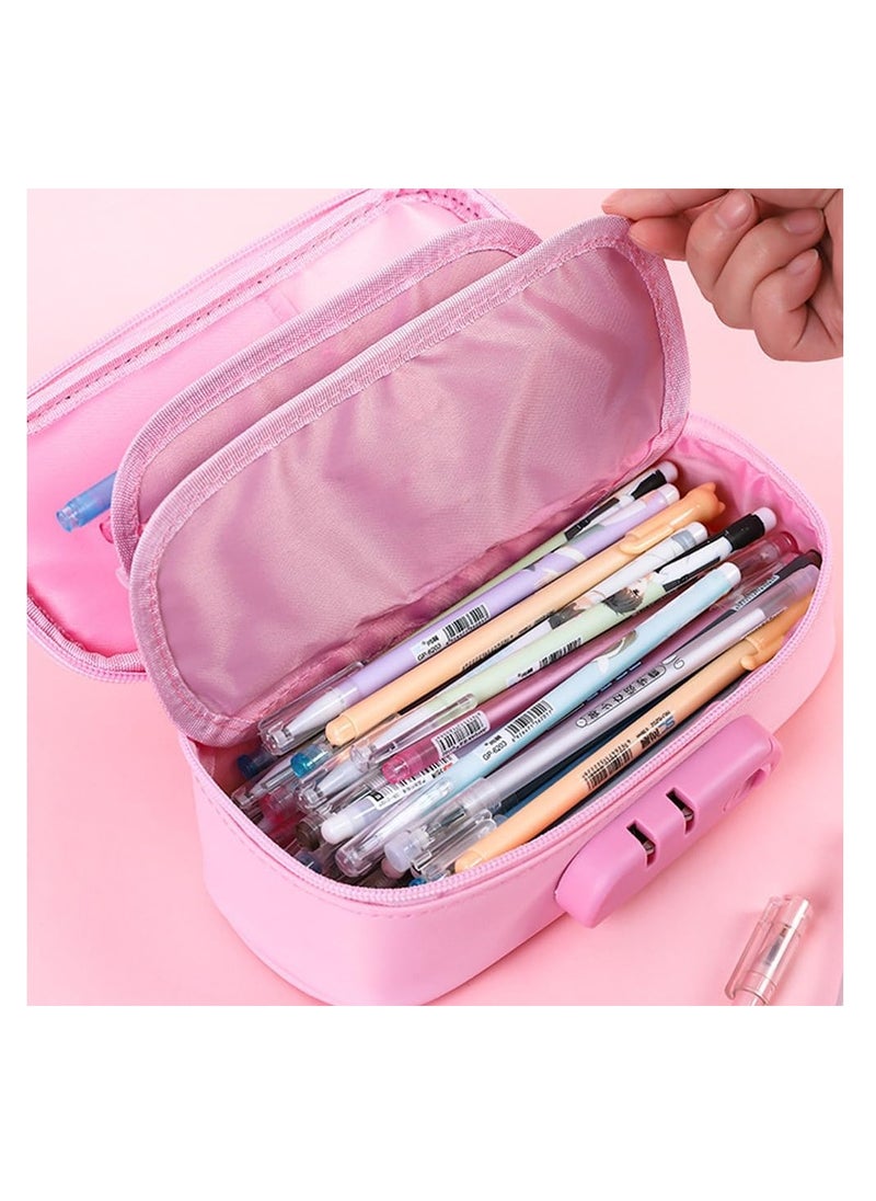 KASTWAVE - Pencil Case Holder Bag, Pen Collector Organizer with Zipper, Large Capacity Rollerball Ballpoint Pouch Display Storage Carrying Box for Students(Pink) - Image 1