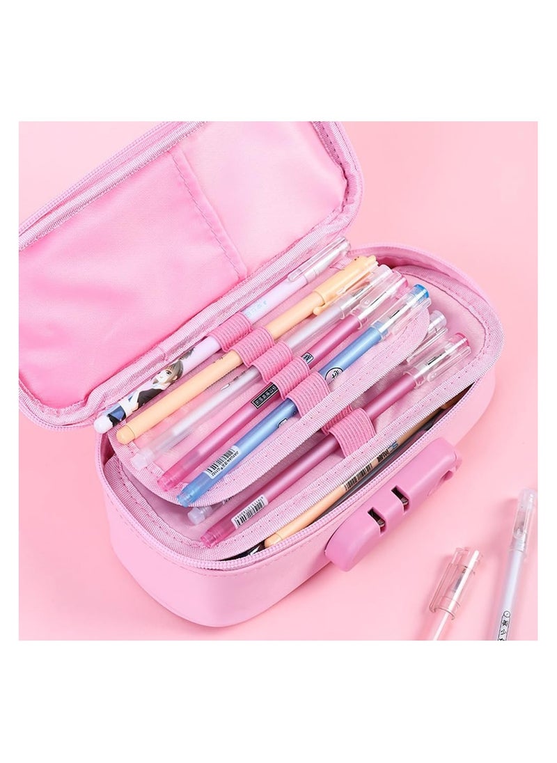 KASTWAVE - Pencil Case Holder Bag, Pen Collector Organizer with Zipper, Large Capacity Rollerball Ballpoint Pouch Display Storage Carrying Box for Students(Pink) - Image 1