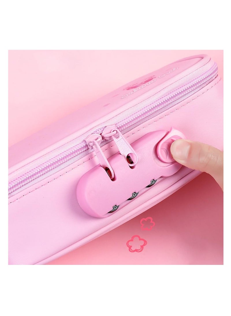 KASTWAVE - Pencil Case Holder Bag, Pen Collector Organizer with Zipper, Large Capacity Rollerball Ballpoint Pouch Display Storage Carrying Box for Students(Pink) - Image 1