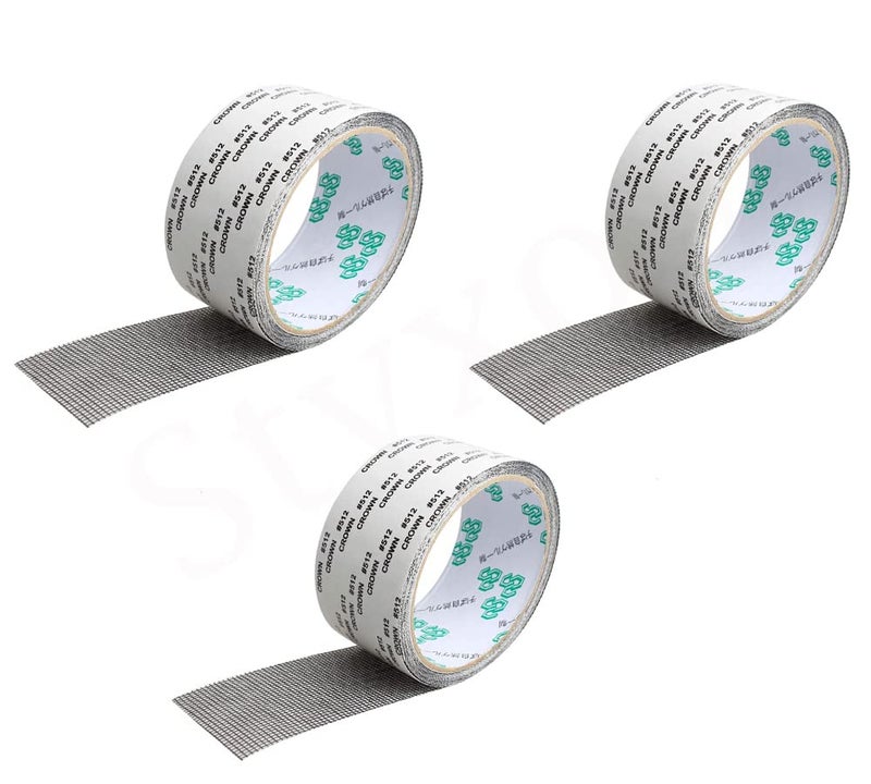 Styxon Anti Insect Screen Repair Tape - Upgraded | 2 in X 2 Meter | Window Screen Tape Mesh Repair, Strong Adhesive & Waterproof Screen Patch Repair Kit | Pack - 3 - Image 1