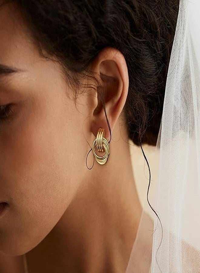 Qutipek Gold Plated Knot Earrings for Women Chunky Statement Drop Dangle Earrings Lightweight Hypoallergenic Stylish Earrings For Women Fashion Earing Gifts For Girls - Image 5
