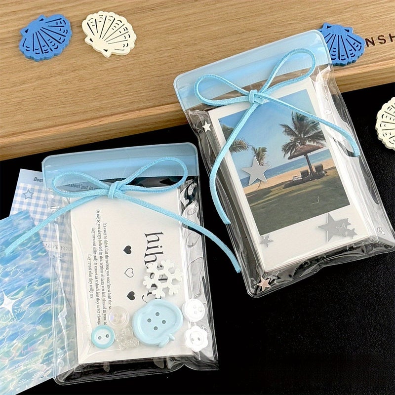 Blue PVC Slide Bag 10 Pcs Per Pack Self Sealing Dust Proof Adhesive Transparent Bags For Sliding Strip Decoration Packing Small Cards Gifts - Image 5