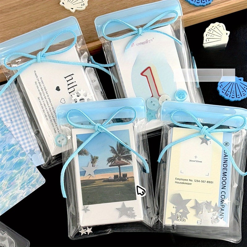 Blue PVC Slide Bag 10 Pcs Per Pack Self Sealing Dust Proof Adhesive Transparent Bags For Sliding Strip Decoration Packing Small Cards Gifts - Image 4