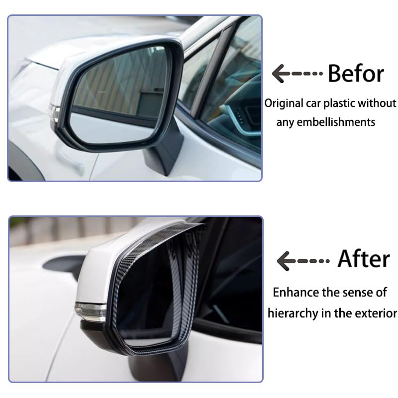 ANUNFRRE Car Accessories Fit for Toyota Highlander 2020-2026 Toyota RAV4 2019-2025 ABS Side Door Rearview Mirror Rain Shield Protector Cover Frame Trims （Carbon fiber） 2PCS - Image 3