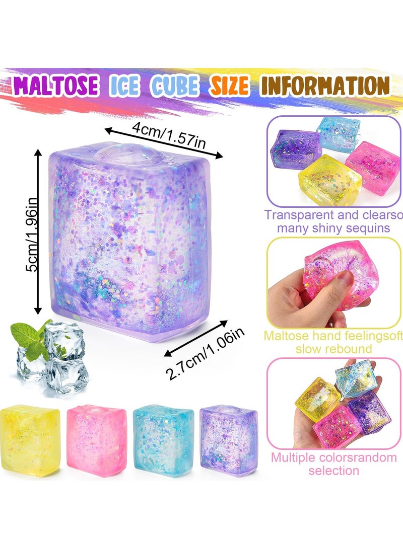 Mr. Penda 4 Pcs Ice Cube Ball Sensory Toys Set, Party Favors Squeeze Kids Toys, Relief Toy with Aurora Sequin, Interesting and Fun Arm Exercises Ball for Special Needs and Office - Image 2