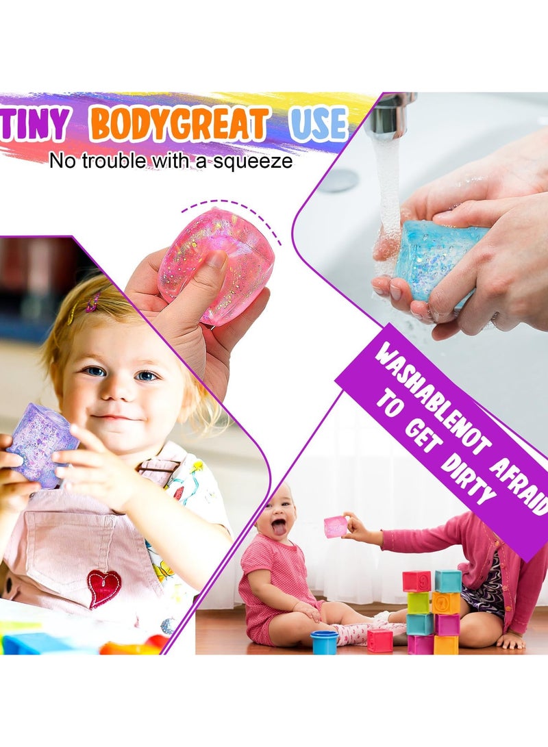 Mr. Penda 4 Pcs Ice Cube Ball Sensory Toys Set, Party Favors Squeeze Kids Toys, Relief Toy with Aurora Sequin, Interesting and Fun Arm Exercises Ball for Special Needs and Office - Image 4