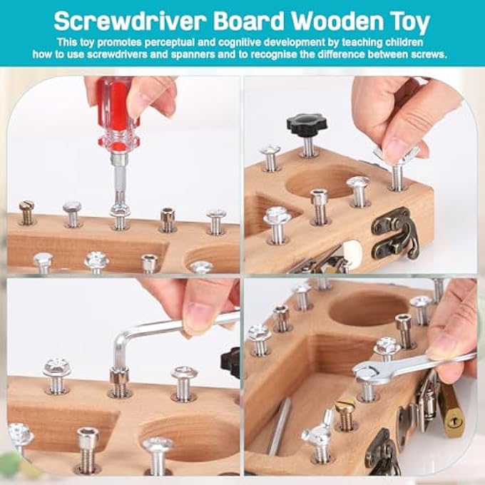 MONTESSORI TOYS FOR 3 4 5 6 YEAR OLD BOYS WOODEN SCREWDRIVER BOARD FOR KIDS MONTESSORI BUSY BOARD EDUCATIONAL TOY FINE MOTOR SKILLS TOYS - Image 5