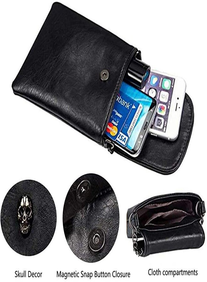LassZone Small Crossbody Bag for Women Goth Purse Leather Cell Phone Purse Wallet Gothic Shoulder Bag Handbag - Image 5