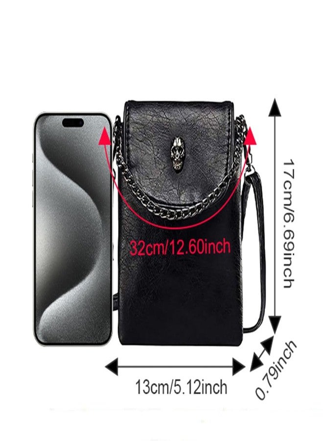 LassZone Small Crossbody Bag for Women Goth Purse Leather Cell Phone Purse Wallet Gothic Shoulder Bag Handbag - Image 3
