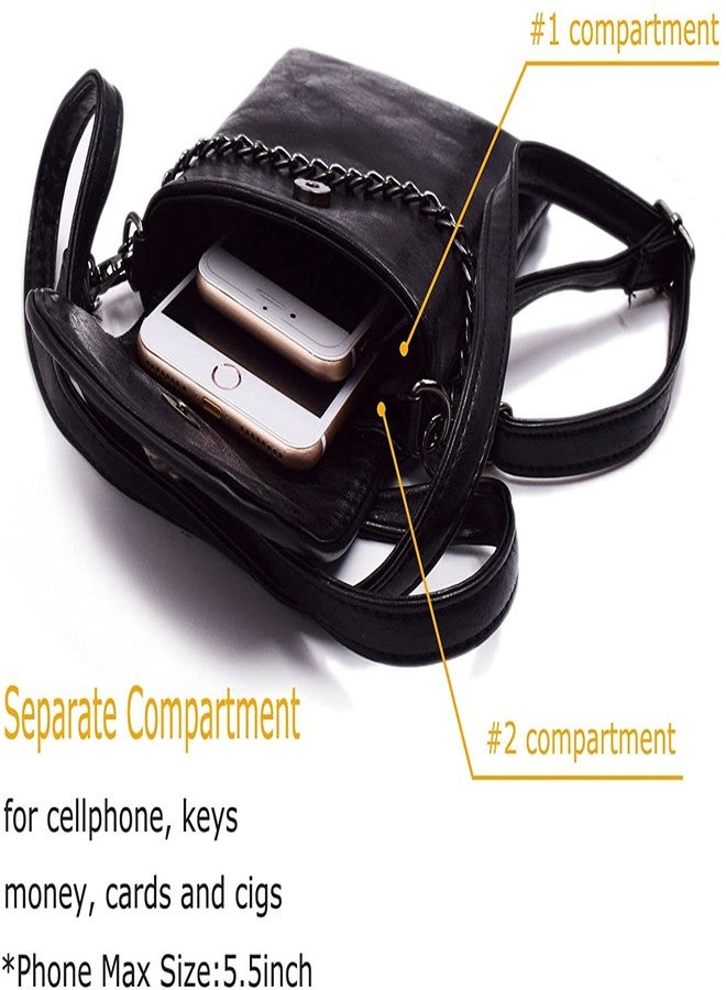 LassZone Small Crossbody Bag for Women Goth Purse Leather Cell Phone Purse Wallet Gothic Shoulder Bag Handbag - Image 4