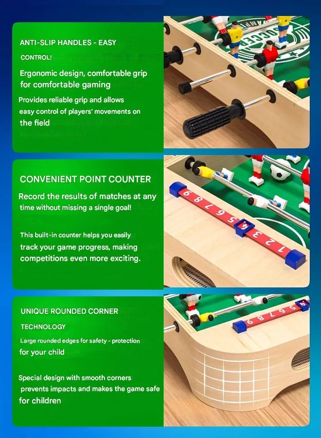 Table Foosball, Mini Football Table Soccer Tabletops Wood Football Table Top w/Footballs, Table Top Air Hockey Table for Kids and Adults Game Accessories for Kids Adults Family Night Parties Entertainment - Image 3