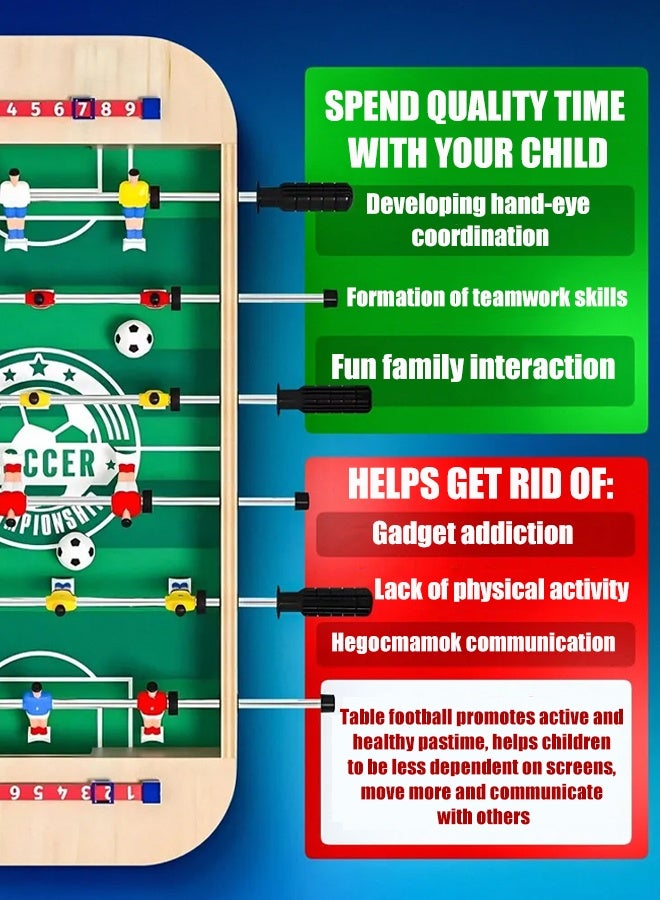 Table Foosball, Mini Football Table Soccer Tabletops Wood Football Table Top w/Footballs, Table Top Air Hockey Table for Kids and Adults Game Accessories for Kids Adults Family Night Parties Entertainment - Image 4