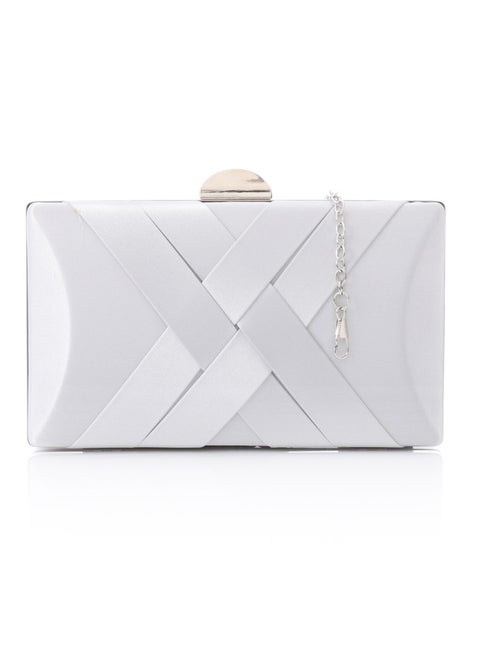 Mr Joe  Silver Soiree Satin clutch with Solid Patterned - 4969