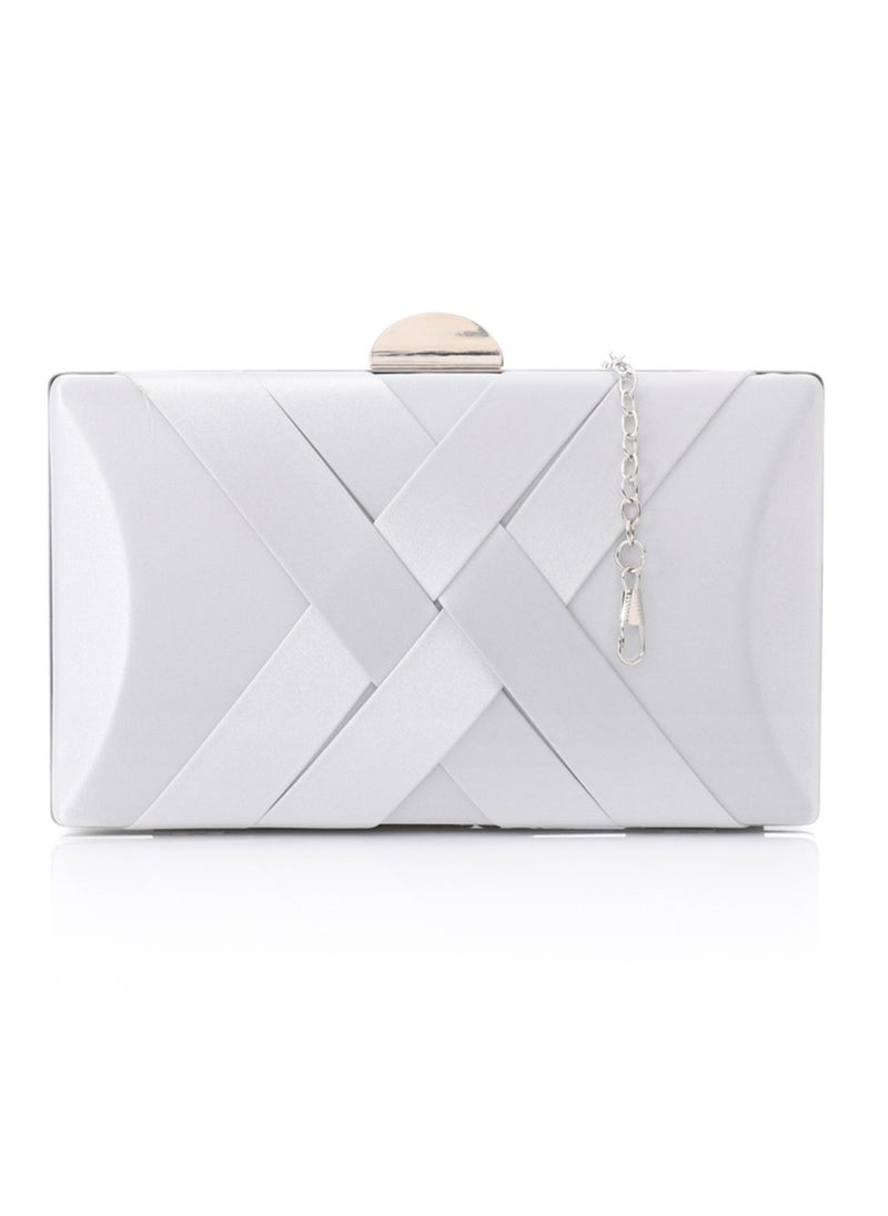 Mr.joe Mr Joe  Silver Soiree Satin clutch with Solid Patterned - 4969  - Image 1