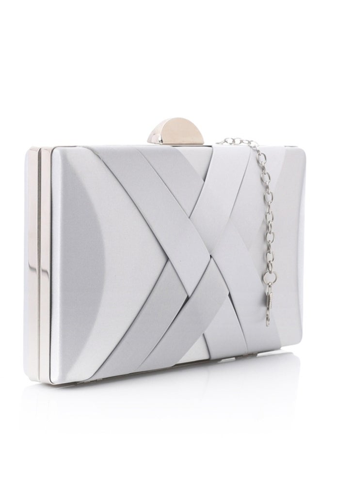 Mr.joe Mr Joe  Silver Soiree Satin clutch with Solid Patterned - 4969  - Image 2