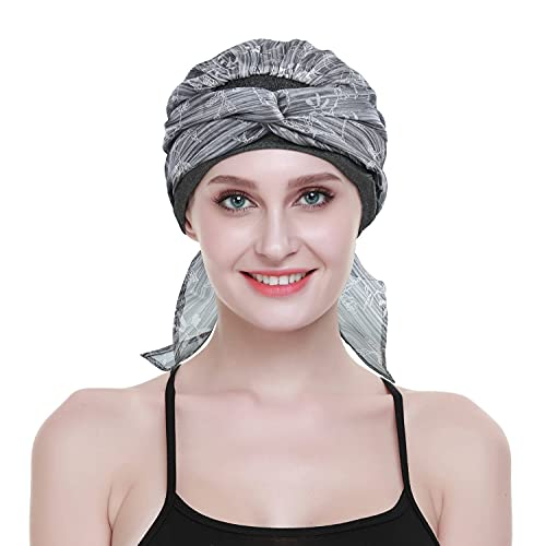 FocusCare Cancer Headwear Caps With Scarfs Pre tied Bandana Sleeping Hats For Hair Loss Women Sensitive Scalp Beanie - Image 5