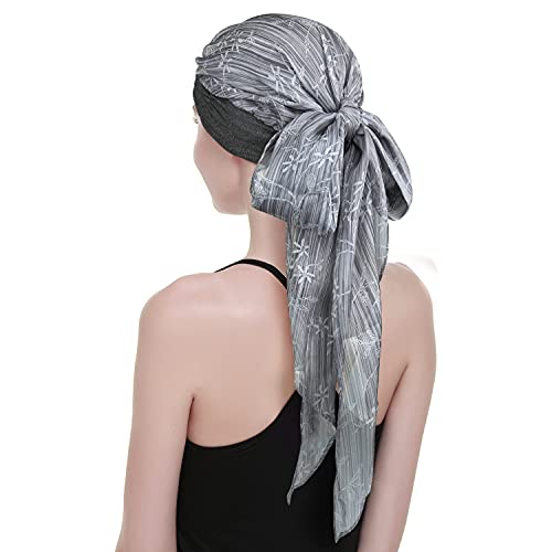 FocusCare Cancer Headwear Caps With Scarfs Pre tied Bandana Sleeping Hats For Hair Loss Women Sensitive Scalp Beanie - Image 2