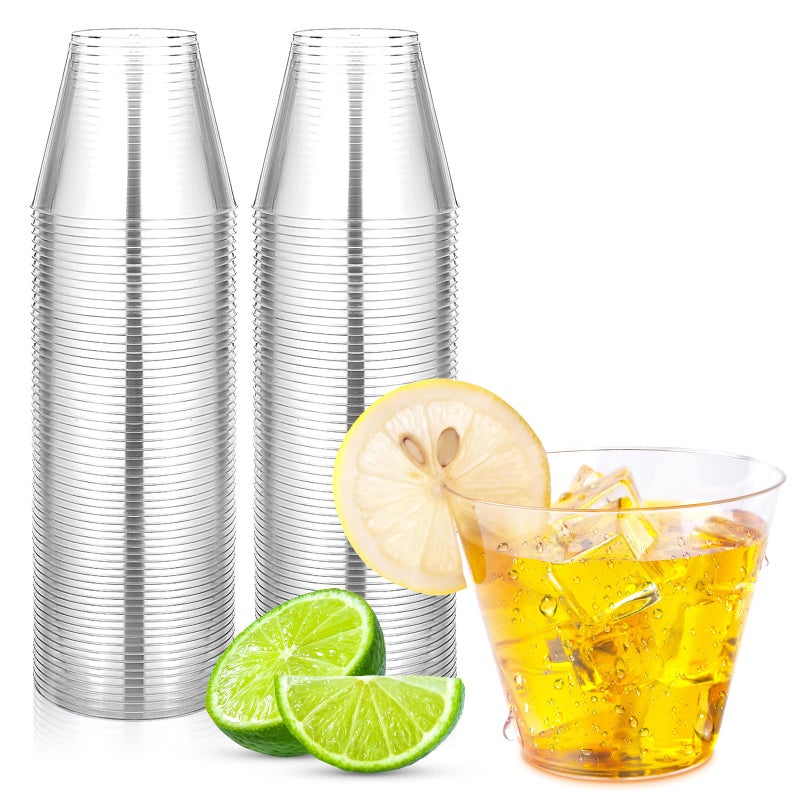 Byvivace 50Counts 9OZ. Clear Plastic Cups  Disposable Cups Classic 9 Ounce Squat Cups Party Tumblers Plastic Wine Glasses Disposable Party Wedding Events - Image 1