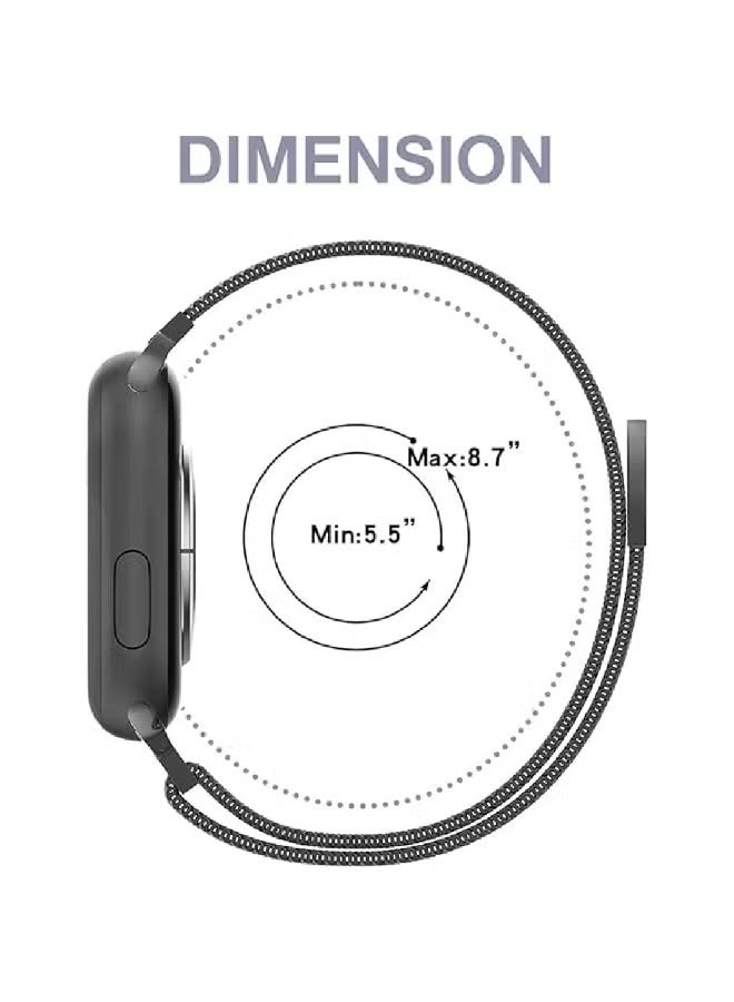ZOOMEE Metal Bands Compatible with Samsung Galaxy Watch 8 40mm/44mm/Classic 46mm 2025,Stainless Steel Metal Mesh Loop Adjustable Magnetic Wristband Replacement Straps for Women Men black - Image 3