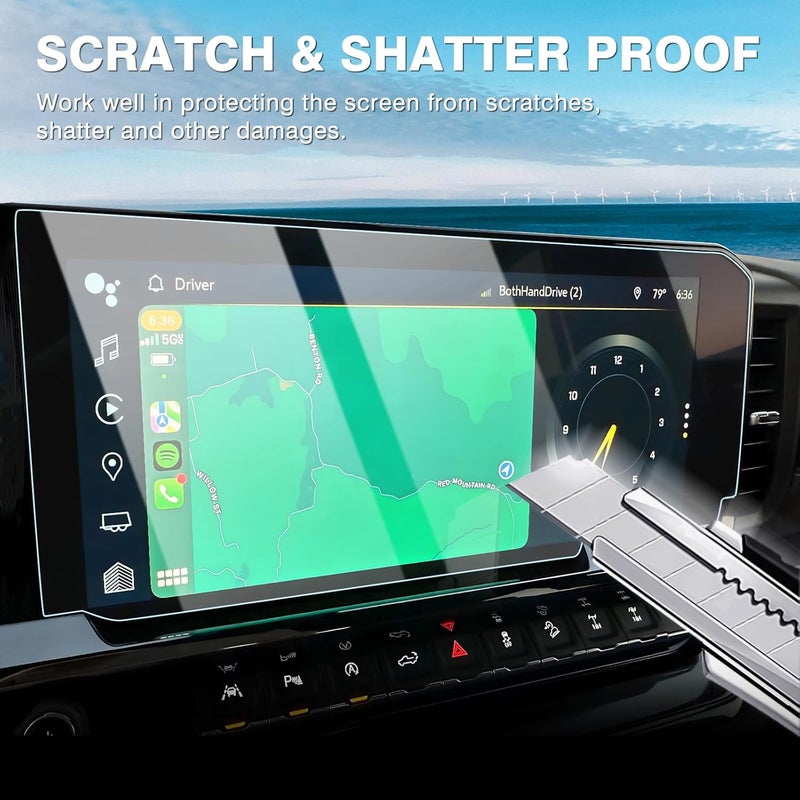 Karltys 【Upgrade 2 Pack Screen Protector for 【No Glare u0026 Fingerprint】 Tempered Glass 2022-2025 2026 Chevy Silverado/GMC Sierra 1500 /2500HD /3500HD Accessories 13.4-Inch - Image 4