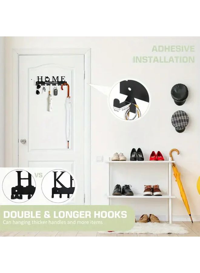 Black Metal Key Hanger Wall Mount with 6 Double Hooks Adhesive Key Holder Organizer for Entryway Hallway - Image 2