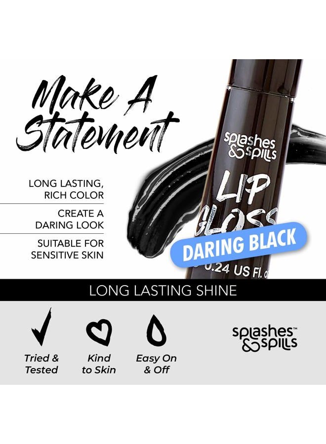 Splashes & Spills Luxurious Black Lip Gloss - Vibrant Color with Full Coverage and Shiny Finish, Moisturizing Formula Nourishes Lips - 2 Pack - - Image 3