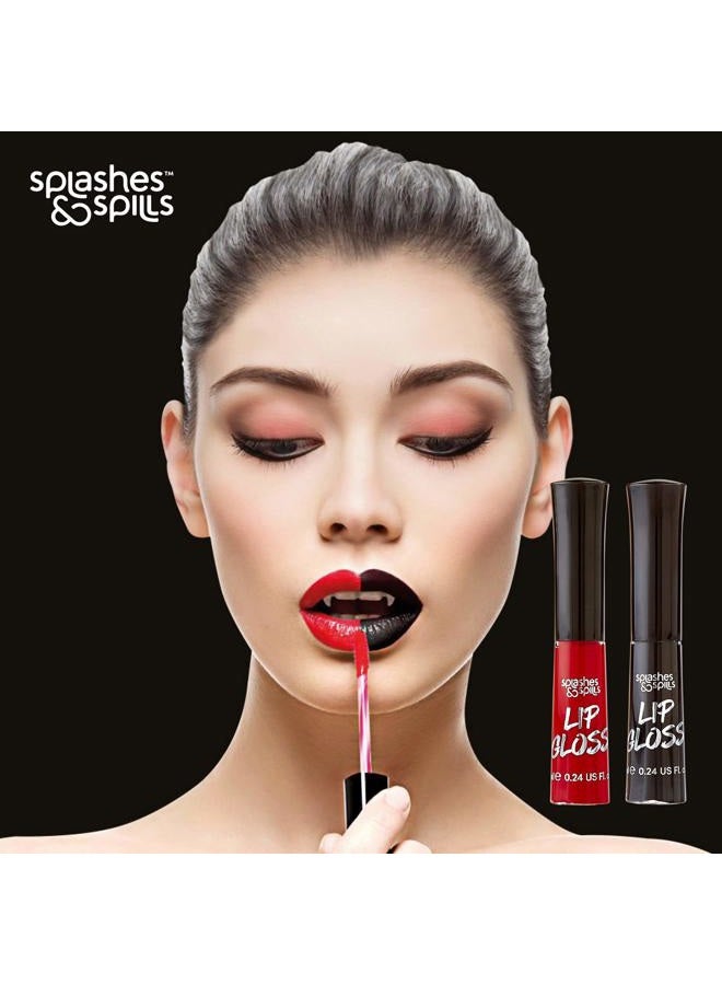 Splashes & Spills Luxurious Black Lip Gloss - Vibrant Color with Full Coverage and Shiny Finish, Moisturizing Formula Nourishes Lips - 2 Pack - - Image 4