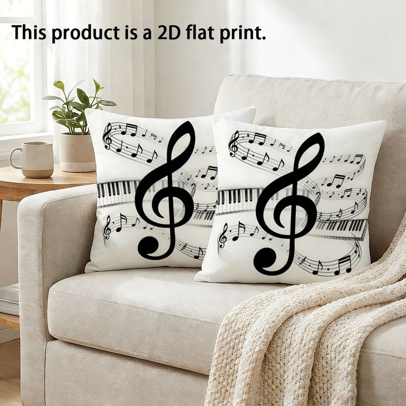 2Pcs Musical Note Piano Key Printed Pillowcases 40x40cm Decorative Sofa Bedroom Covers - Image 1