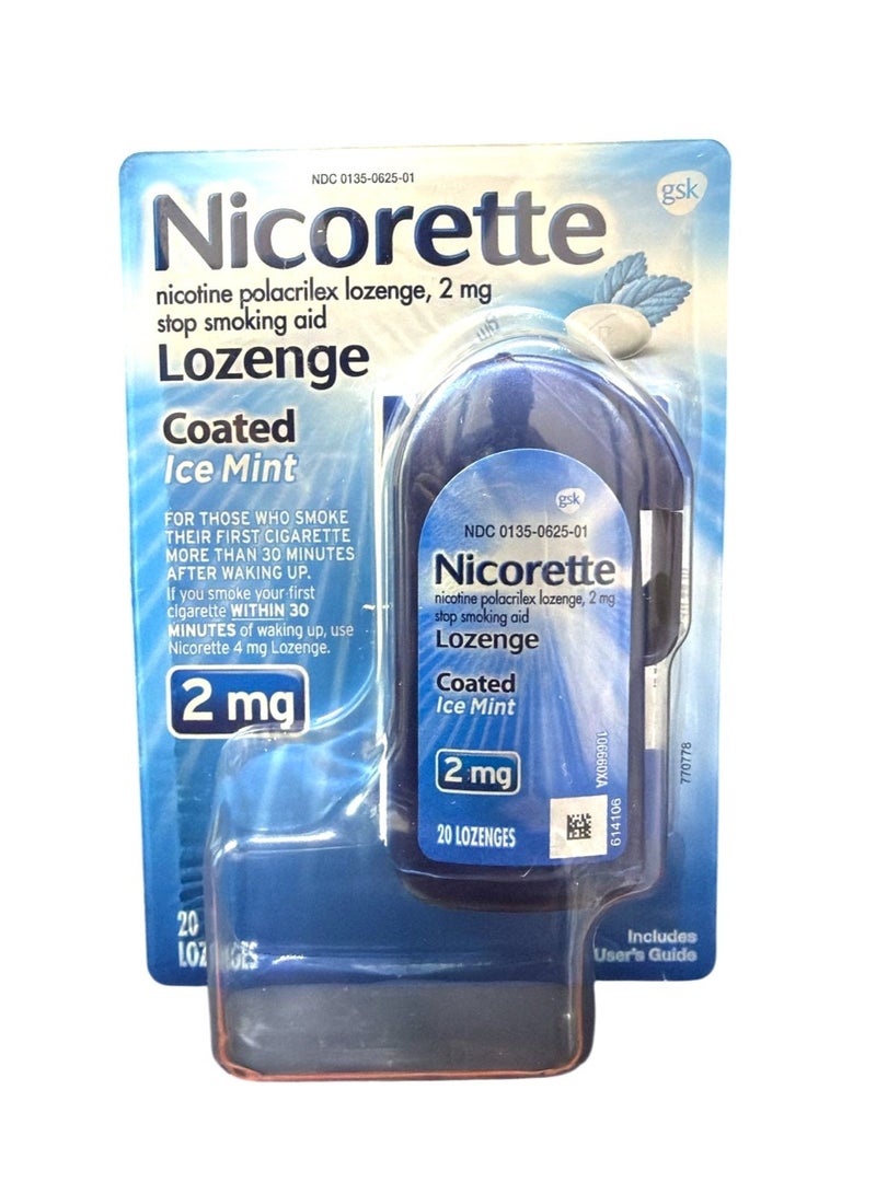 nicorette 2 mg Coated Nicotine Lozenges to Help Stop Smoking - Ice Mint Flavored Stop Smoking Aid, 20 Count Lozenge - Image 1