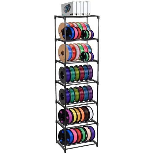 FMOACEN 7-Tier Modular 3D Printer Filament Storage Rack 16.5" x 12" x 80.7" Metal Spool Holder DIY Tiers Filament Storage Shelf for 3D Printing Machine Tool-Free Assembly - Image 1