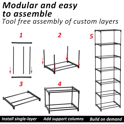 FMOACEN 7-Tier Modular 3D Printer Filament Storage Rack 16.5" x 12" x 80.7" Metal Spool Holder DIY Tiers Filament Storage Shelf for 3D Printing Machine Tool-Free Assembly - Image 5