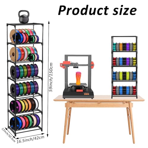 FMOACEN 7-Tier Modular 3D Printer Filament Storage Rack 16.5" x 12" x 80.7" Metal Spool Holder DIY Tiers Filament Storage Shelf for 3D Printing Machine Tool-Free Assembly - Image 2