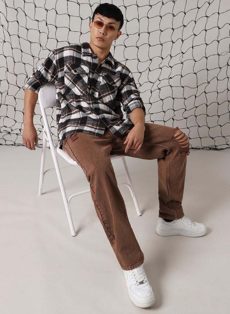 Hubberholme Men's Multicoloured 100% Cotton Checkered Oversized Shacket  - Image 5