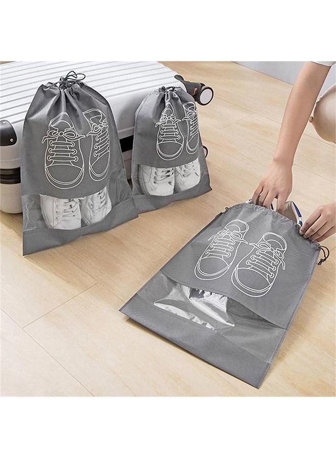 Drawstring Shoe Storage Bags, Non-Woven Fabric, Dust-Proof with Clear Window, Travel Organiser Pouches, 8 PCS - Image 3