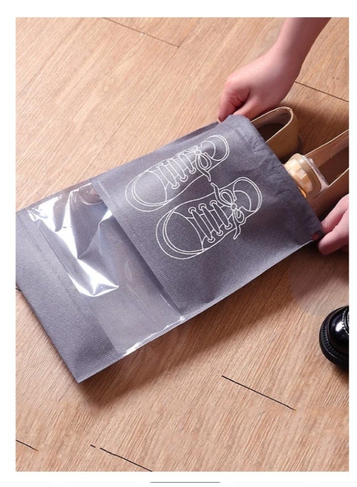 Drawstring Shoe Storage Bags, Non-Woven Fabric, Dust-Proof with Clear Window, Travel Organiser Pouches, 8 PCS - Image 4