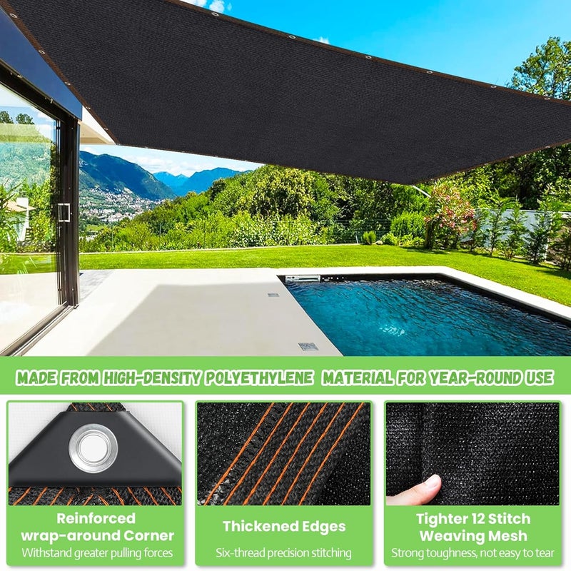 Riare 90% Black Shade Cloth- 6.5 x 10 FT Durable Sunblock Garden Shade Cloth, Sun Shade Mesh Tarp with Reinforced Grommets for Greenhouse, Garden, Patio, Backyard, Plants, Pergola, Chicken Coop - Image 3