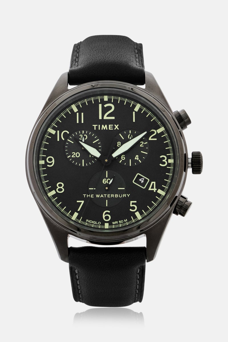 TIMEX Men T TW2R88400 Leather Analog Watch 42mm, Black  - Image 1