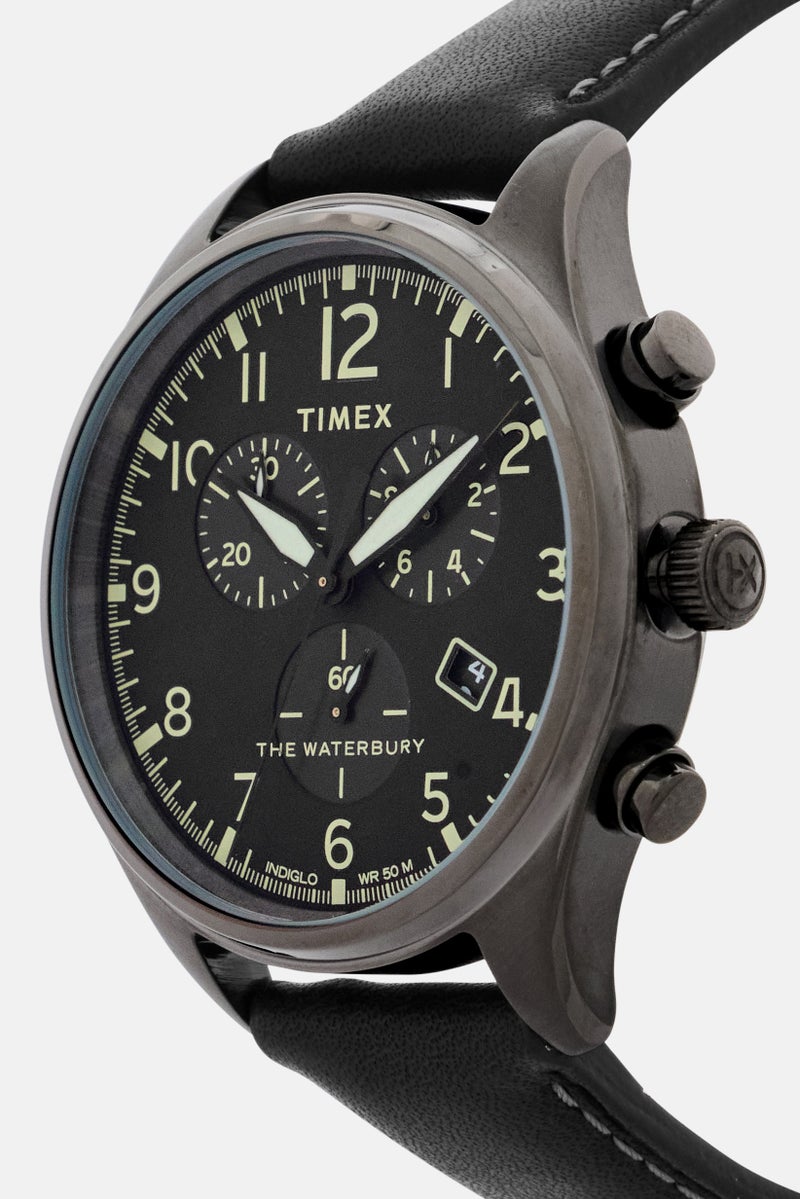 TIMEX Men T TW2R88400 Leather Analog Watch 42mm, Black  - Image 3