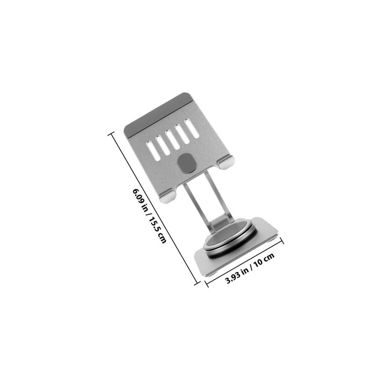 Foldable Aluminum Alloy 360 Rotatable Phone Stand Tablet Holder Adjustable Portable Desk Mount Silver - Image 3